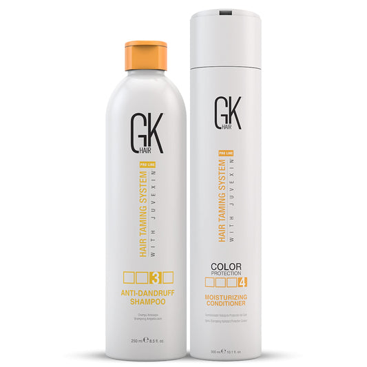 GK HAIR Anti Dandruff Shampoo 8.5 Fl Oz & Moisturizing Conditioner for Color Treated Dry Damage Curly Frizzy Thinning 10.1 Fl Oz