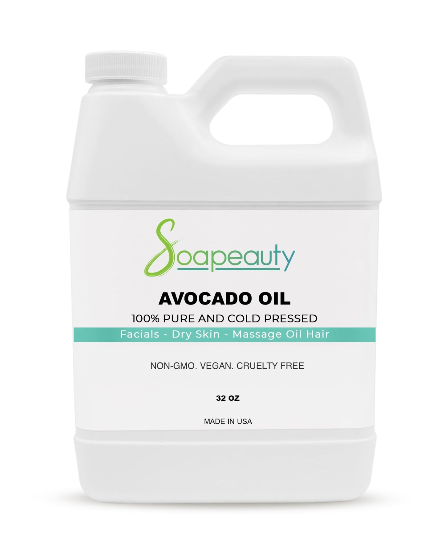 Soapeauty Avocado Oil for Skin & Hair - Cold Pressed - 100% Pure & Natural - Carrier Oil for Essential Oils - Massage Oil - 32 fl oz