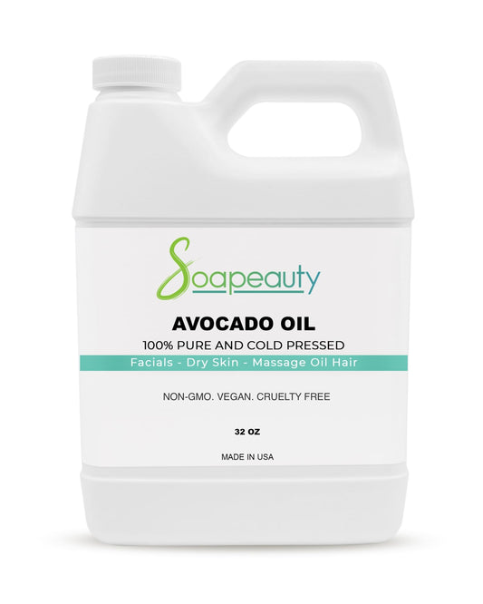 Soapeauty Avocado Oil for Skin & Hair - Cold Pressed - 100% Pure & Natural - Carrier Oil for Essential Oils - Massage Oil - 32 fl oz