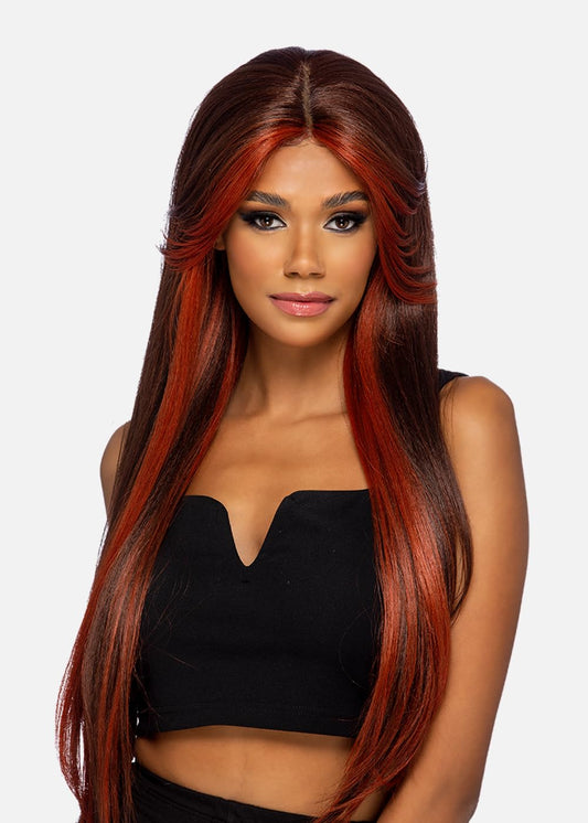 Vivica A. Fox SABRA, SYNTHETIC HAIR, Pure Comfort Cap Wig, Color FH33/350, Front Highlight Color. Dark Auburn (#33) Base & Orange Blonde (#350) Highlight