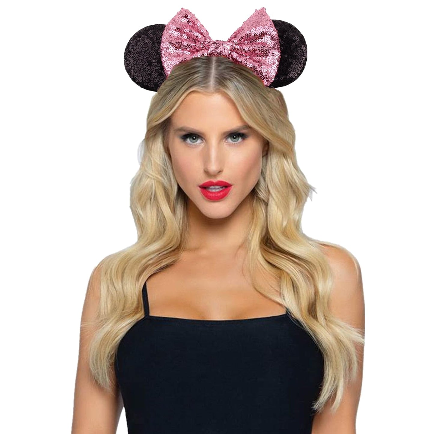 JOYFISCO Mouse Ears Headbands Shiny Bow Mouse Ears Headband Glitter Party Princess Decoration Cosplay Costume for Women Girls