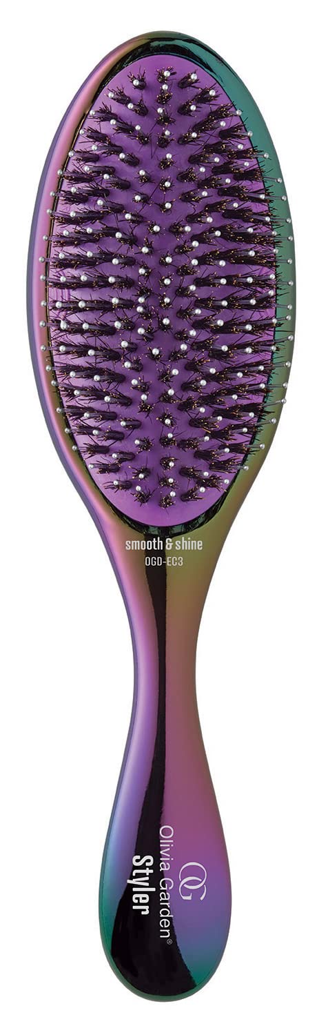 Olivia Garden Aurora OG Brush Styler, To Smooth and add Shine, All hair Types, removable cushion for easy cleaning, scalp hugging for scalp massage, gentle, for women, men and children, Aurora