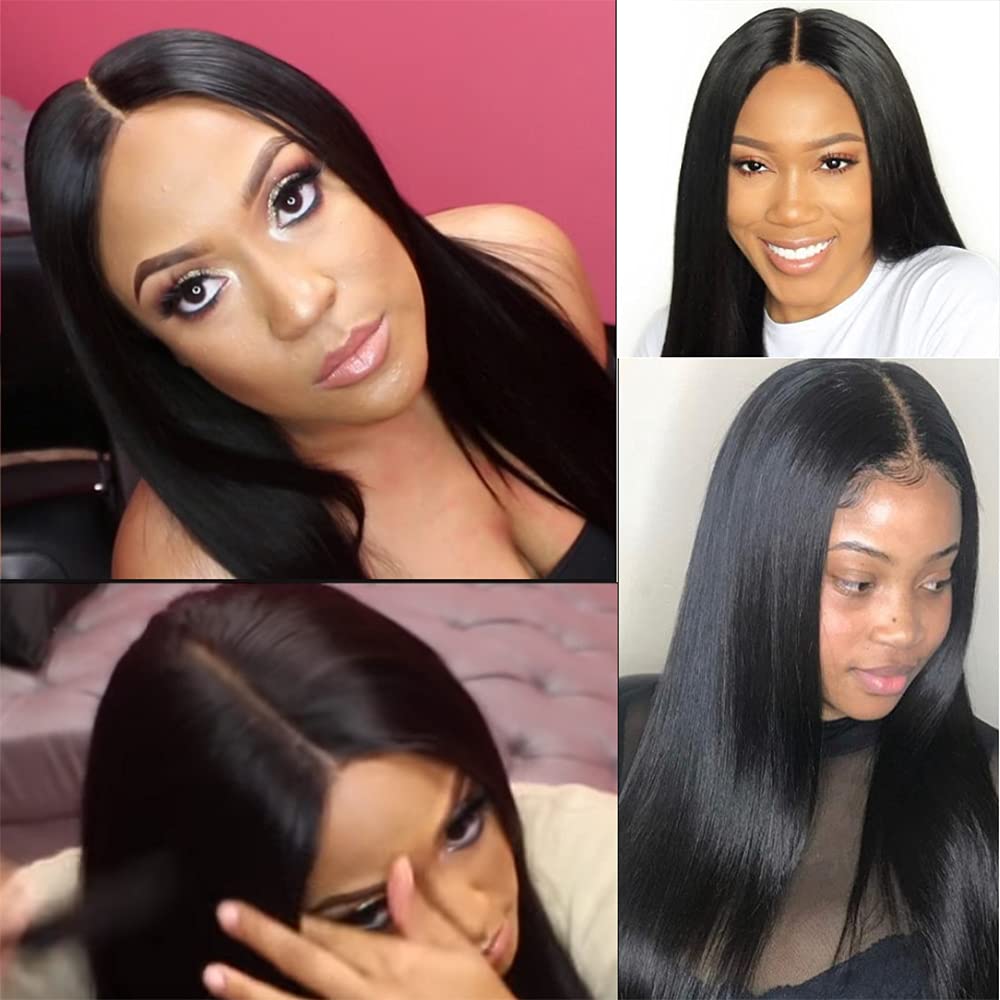 6X6 Closure Huamn Hair Hd Preplucked Straight Closure 6 By 6 Transparent Lace Virgin Brazilian Human Hair 150% Density With Baby Hair 6X6 Lace Closure Only Natural Color 20 Inch