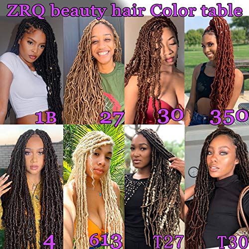 ZRQ 6 Packs Purple Soft Locs 24 Inch Faux Locs Crochet Braids Hair Pre-looped Colorful Locs, Curly Wave Goddess Locs Extended Afro Roots Dreadlocks Hair Extension Purple#