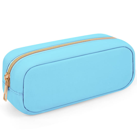 Nylon Makeup Bag for Purse, Cute Preppy Makeup Bag Cosmetic Zipper Pouch Purse Organizer Bag for Women Girls, Waterproof Nylon Coin Pouch Sanitary Napkin Storage Bag for School Work(Blue-Small)