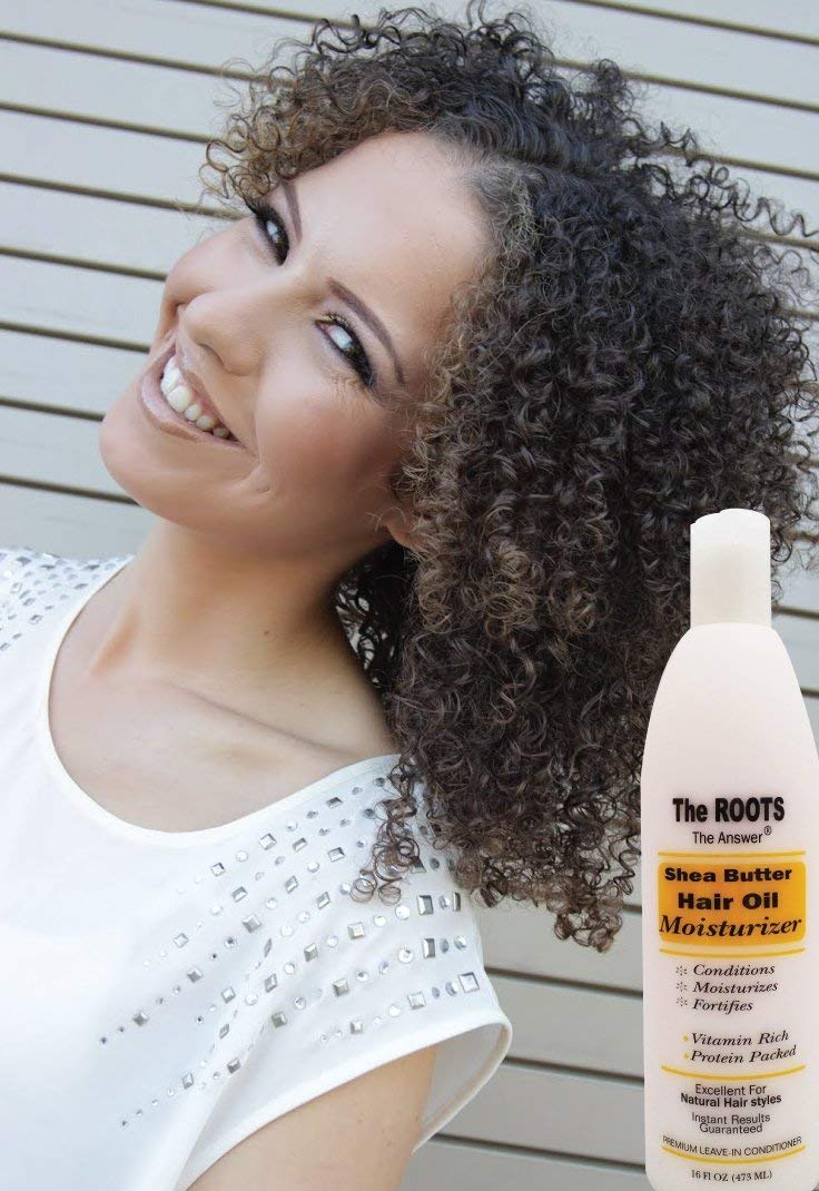 The Roots African Shea Butter Hair Oil Moisturizer and Leave-in Conditioner. Natural Ingredients Create Soft Shiny Hair. Use on Dry Hair, Curly Hair, Frizzy Hair.