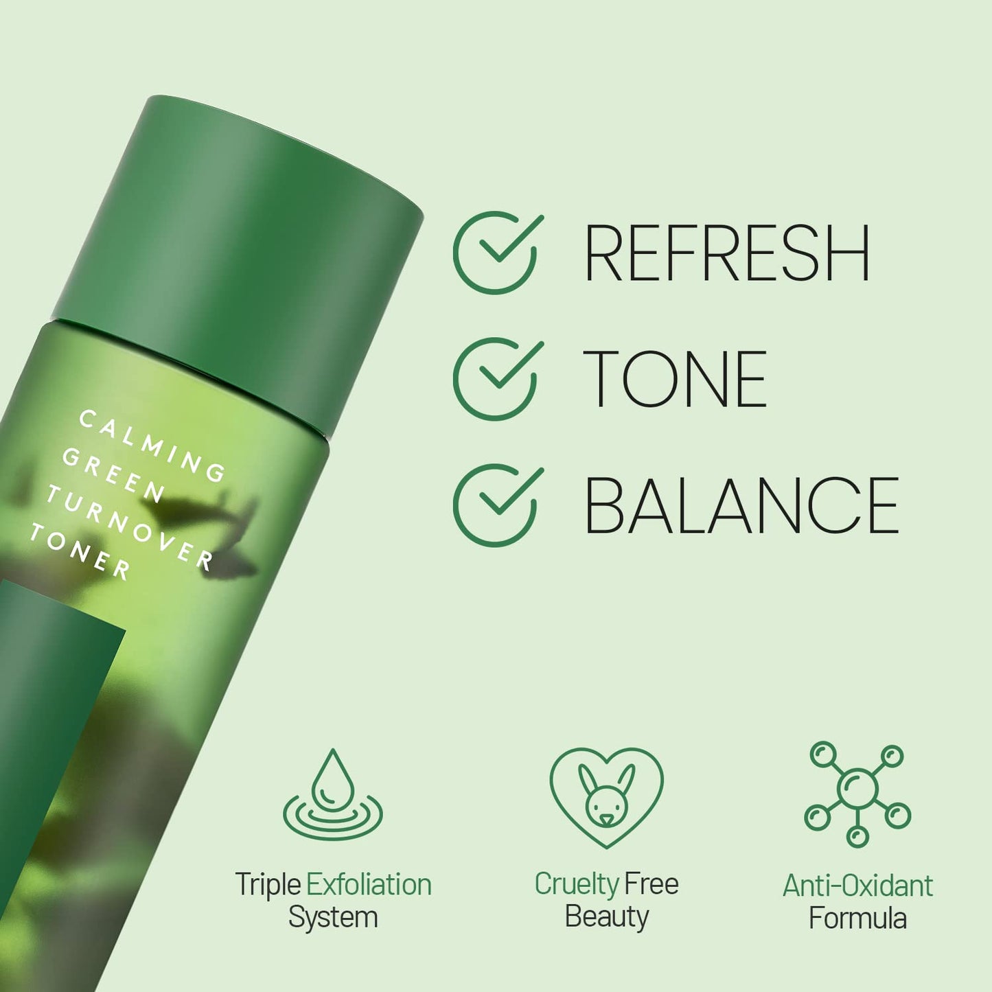 LAPALETTE Beauty Calming Green Turnover Toner 6.75fl.oz | Hydrating & Moisturizing W. Green Tea Extract | Gentle Peeling with Natural Aha, Bha & PHA Ingredients | Korean Skincare