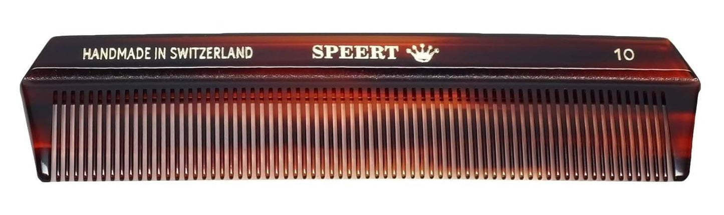 Speert #10 Handmade Narrow Tooth Comb Tortoise Havana Acetate Fine Straight Thin Detangling Parting Grooming Teasing Hair Styling Hairdresser Barber Hairdressing Wet Dry Pocket Travel Women Men Kids