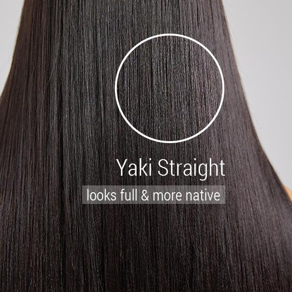 Emistar Yaki Straight Headband Wigs for Black Women Soft Synthetic Hair As Human Hair Wear And Go Glueless Half Wig Natural Black Wig with Headband Attached (22 Inch)