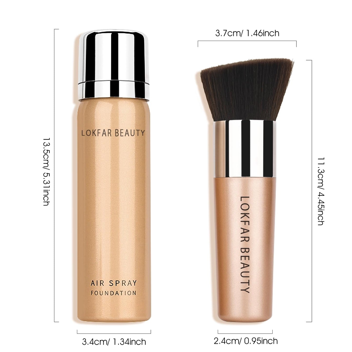 LOKFAR AirBrush Foundation Spray, Silky Mist Foundation Spray Makeup Set with Brush, Full Coverage Foundation for Smooth Radiant Finish, Formula Breathable Lightweight Hydrating | #03 Warm Peach