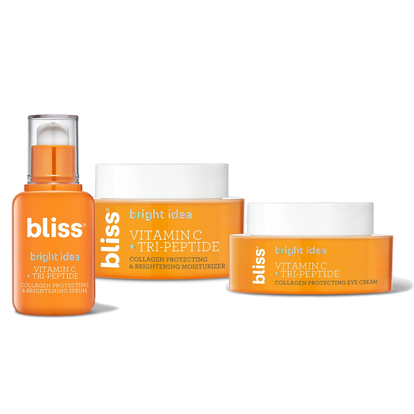 Bliss Bright Idea Vitamin C Bundle | Vitamin C Brighening and Collagen Protecting Moisturizer, Serum & Eye Cream