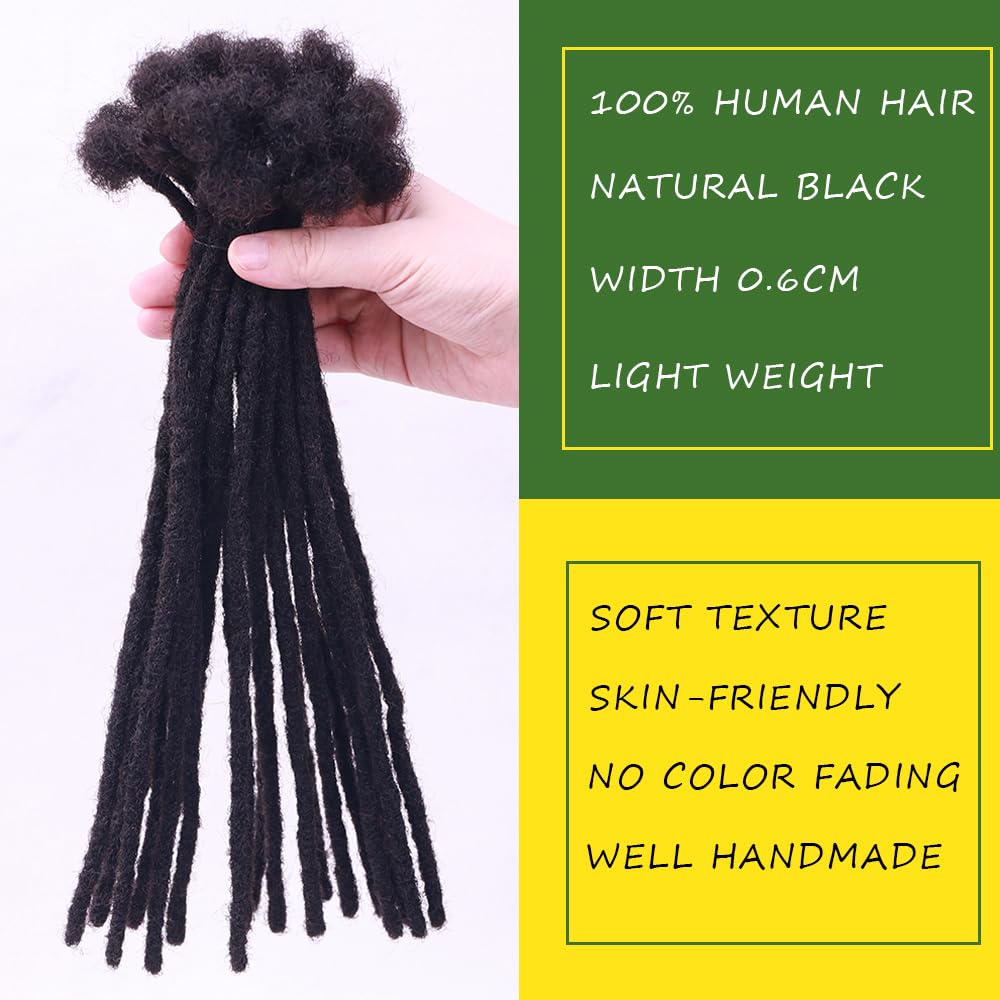 AUTYBEI 0.6cm 8 inch 30 Strands Loc Extensions Human Hair Dreadlock Extensions For Men Lock Extensions Human Hair Natural Human Dread Extensions Human Locs Extensions Bundles