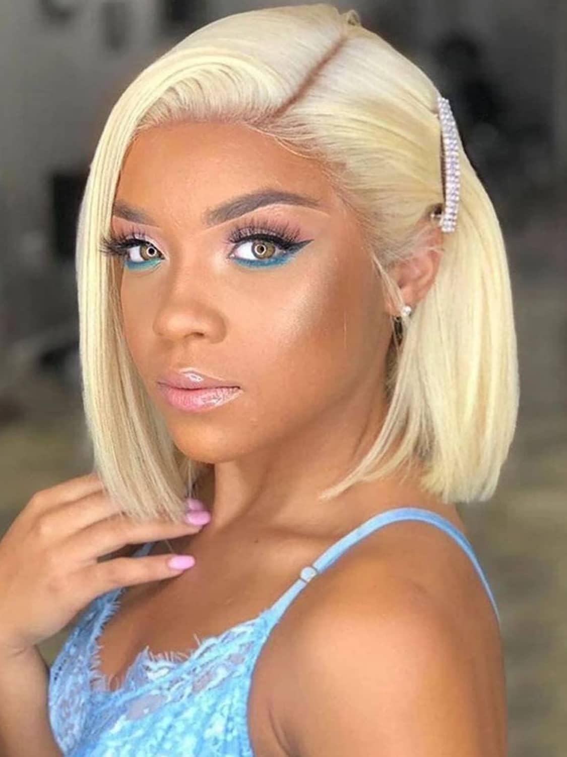 liddywig 613 Blonde Bob Wig Human Hair 13x4 Blonde Lace Front Bob Wigs Human Hair Pre Plucked With Baby Hair 180% Density Glueless Honey Blonde Short Bob Wig For Women 10inch