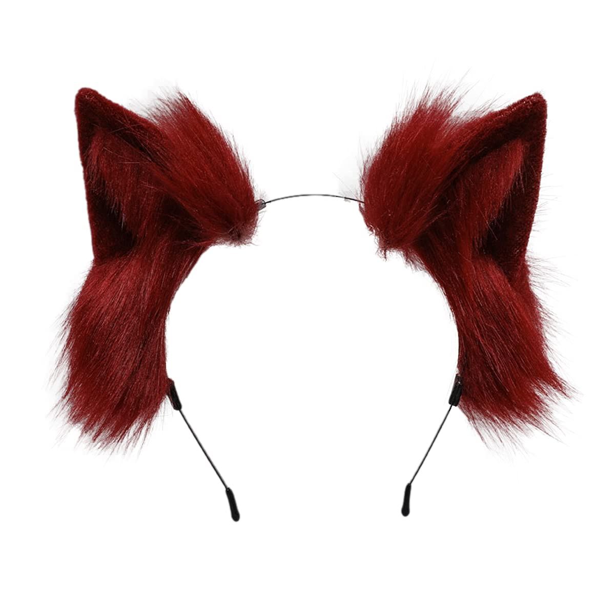 Jilneed Cat Ears Headband for Women Girls Cosplay Costume Party Headbands Cute Faux Fur Hair Accessories (Red)