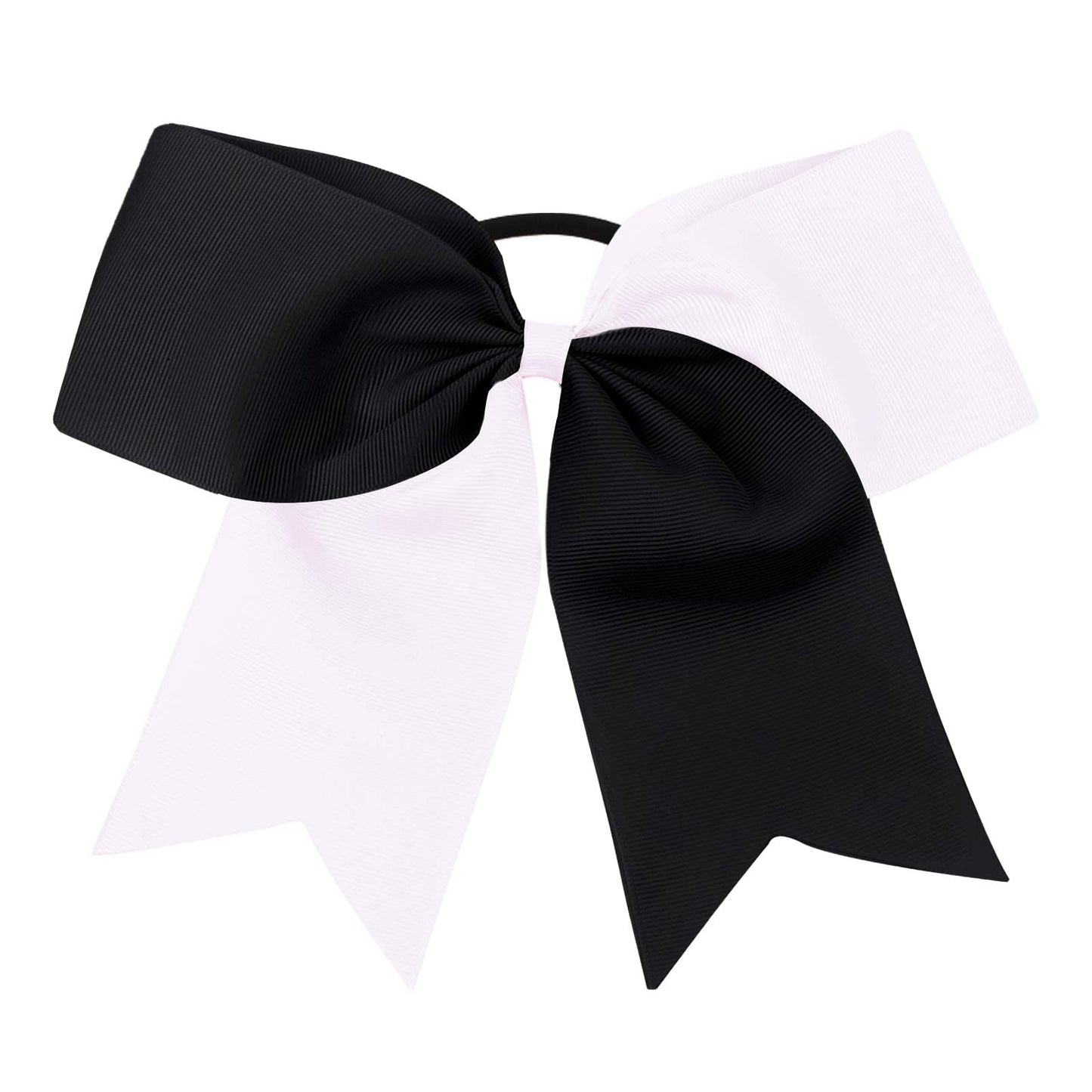 16PCS 8" Large Cheer Hair Bows Ponytail Holder Elastic Band Handmade for Cheerleading Teen Girls College Sports (White/Black, 16 Count (Pack of 1))