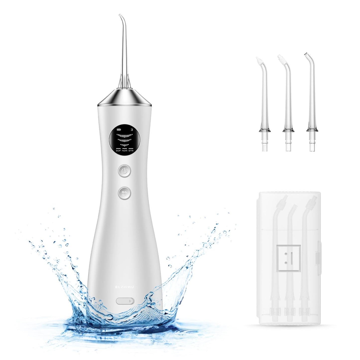 BUZHIWU Water Dental Flosser Teeth Pick: Portable Cordless Oral Irrigator 300ML Rechargeable Travel Irrigation Cleaner IPX7 Waterproof Electric Flossing Machine for Teeth Cleaning RF-001