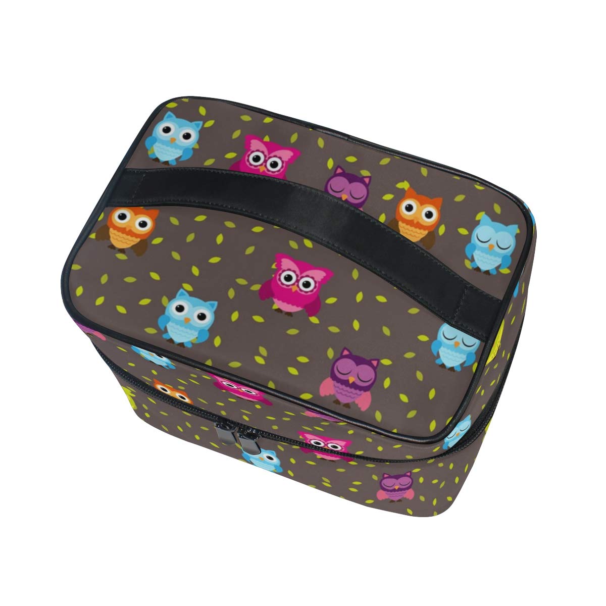 ZOEO Owl Makeup Bag Overnight Makeup Train Case Korean Carrying Portable Zip Travel Cosmetic Brush Bag Organizer Large Jewelry Storage for Girls Women