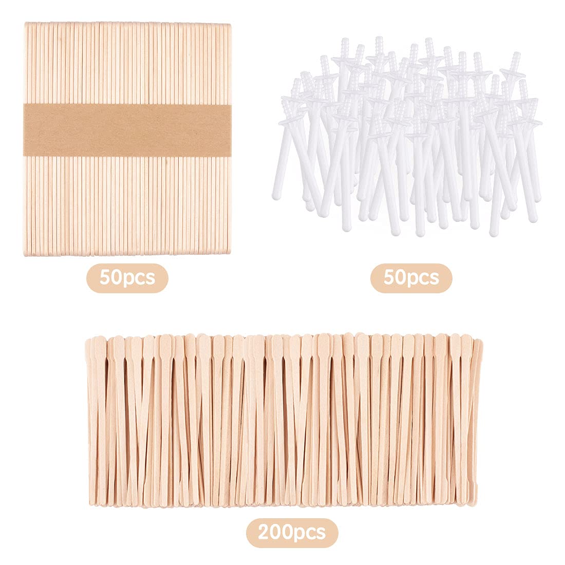 250 pcs wooden wax sticks wax applicator sticks wooden craft sticks wax spatula eyebrow hair removal wooden small spatula sticks and 50 Pieces nose wax applicators sticks for nose hair removal