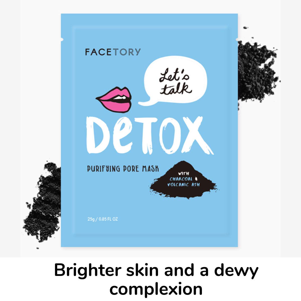 FACETORY Let's Talk, Detox Purifying Sheet Mask with Charcoal and Volcanic Ash - For All Skin Types - Detoxifying, Soothing, and Purifying (Pack of 10)