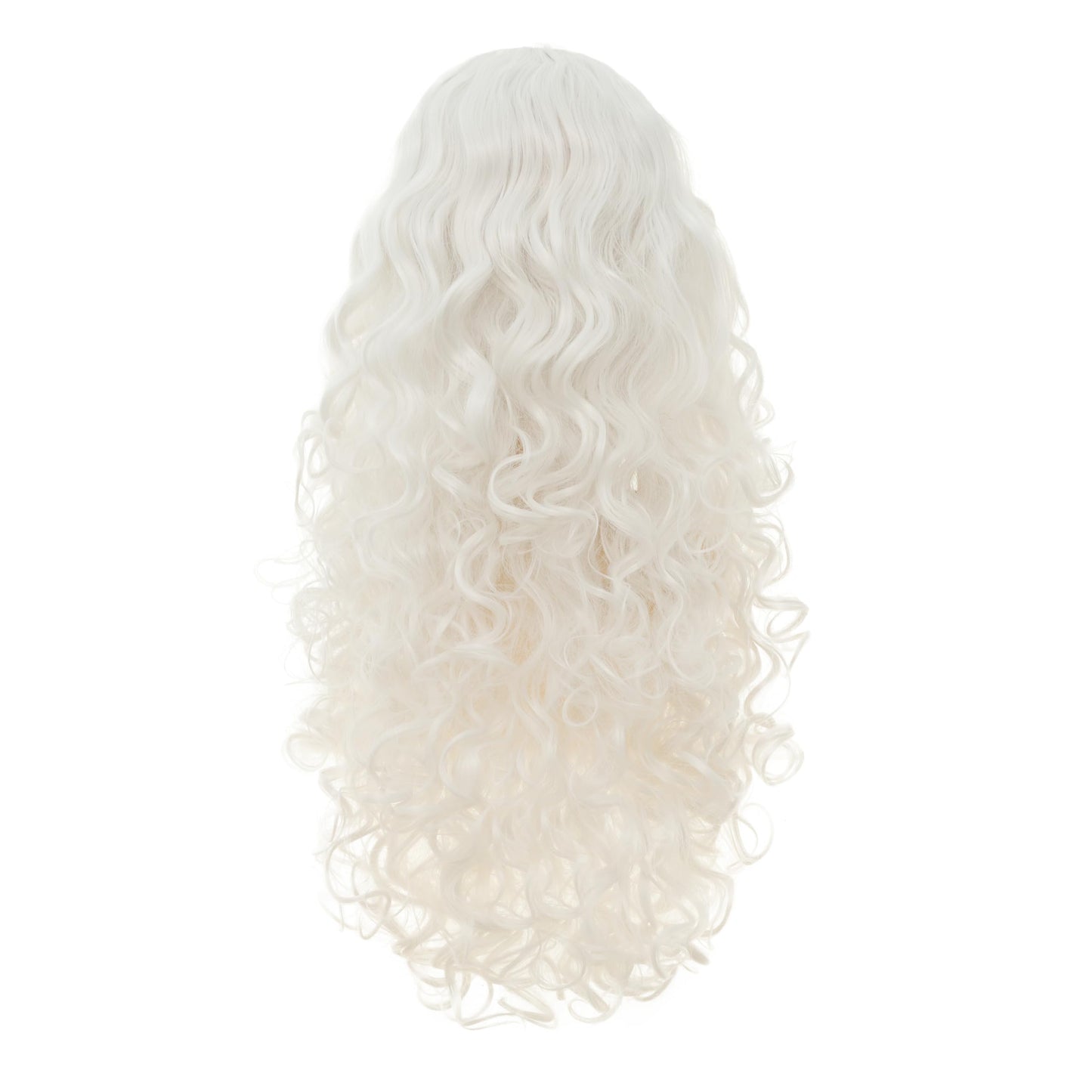 Dai Cloud White Long Curly Wigs for Women With bangs Synthetic Queen Princess Middle Part Hair Wig for Cosplay