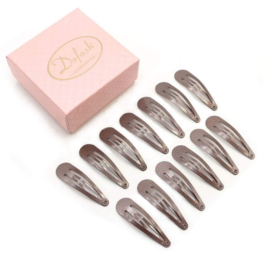 Dofash 20Pcs 5CM/2IN Metal Brown Snap Hair Clips for Women Small Hair Clips for thick Hair Barrettes Hair Clups Hair Accessories for Women (Brown)