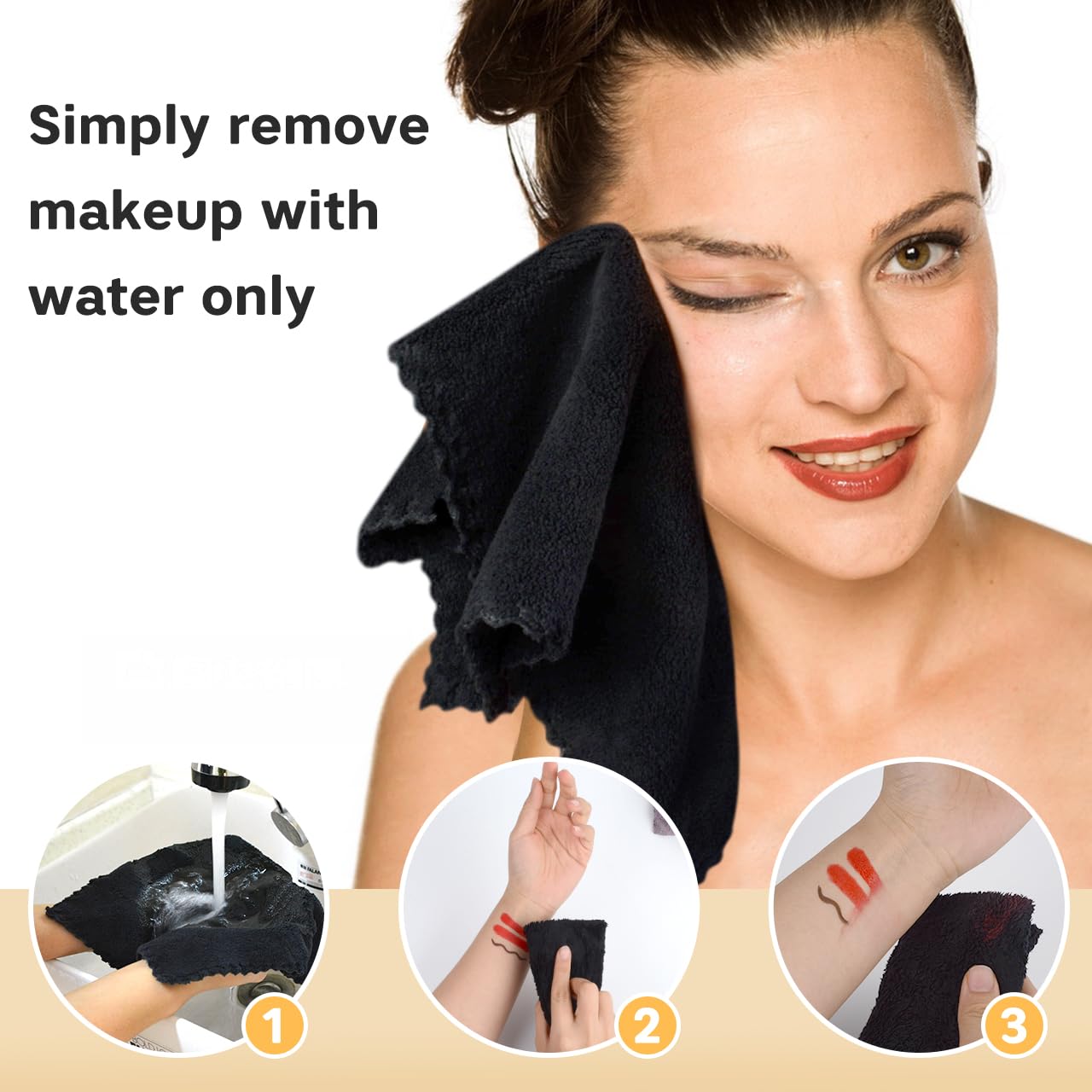 SUNLAND Microfiber Face Cloth Reusable Makeup Remover Facial Cleansing Towel Ultra Soft Face Washcloth 12inchx12inch 12 Pack Black