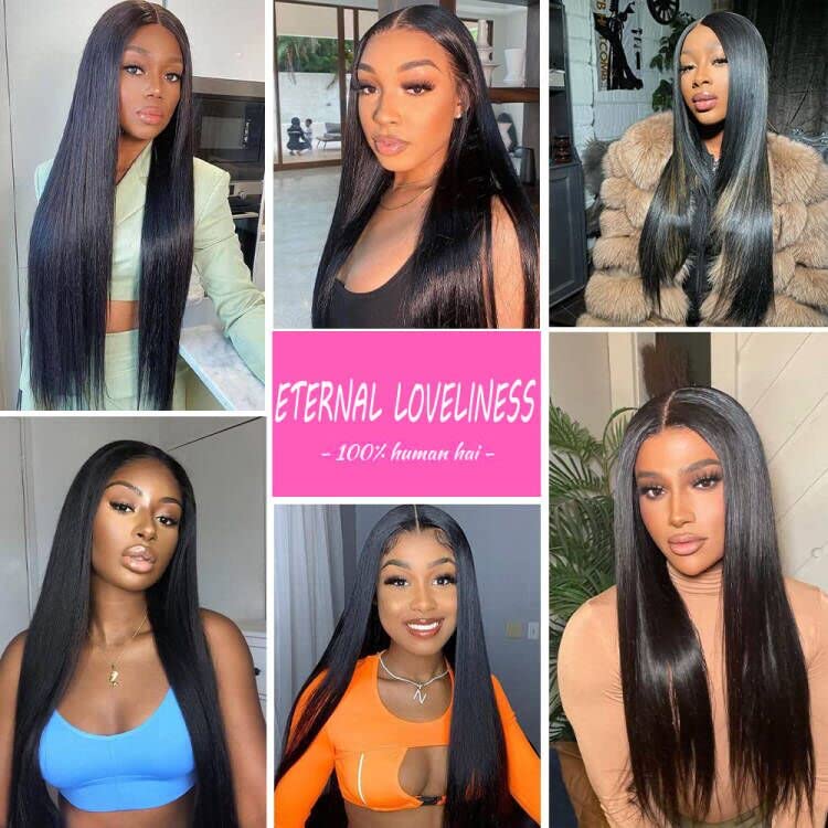 ETERNAL LOVELINESS 24 Inch Straight Lace Front Glueless Wigs Human Hair Pre Plucked 180% Density 13x4 HD Lace Frontat Wigs Human Hair Wigs for Black Women Straight Wigs Brazilian Virgin Human Hair