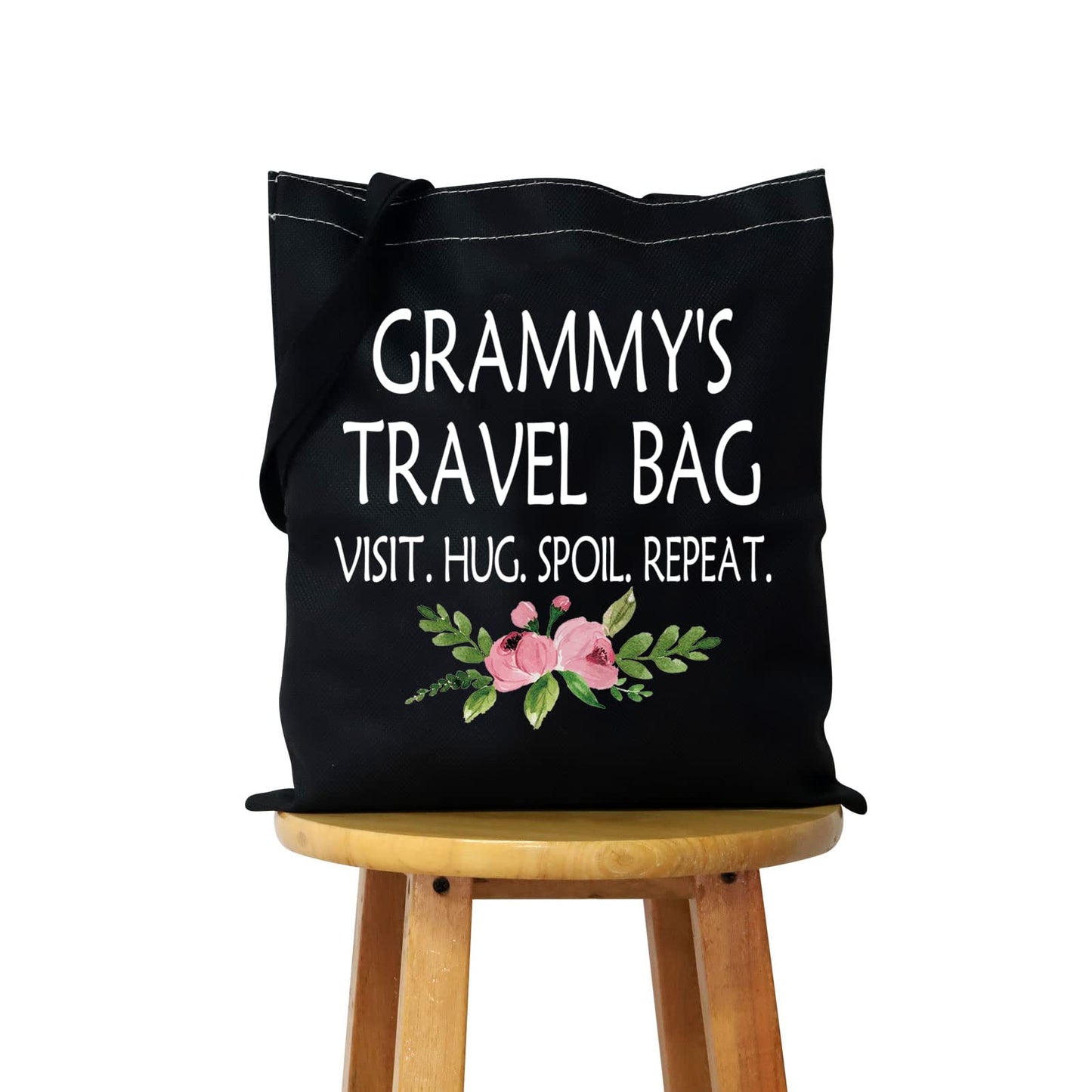 WCGXKO Mother's Day Gift Grandma Birthday Gift Travel Gift Canvas Tote Bag for (MMY'S Travel Tote Black)