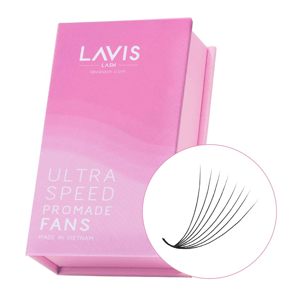 LAVISLASH 500 Ultraspeed Promade Fans Handmade Volume Eyelashes | Ultra Speed Eyelash Extension | 3D To 16D Fans | 0.03/0.05/0.07mm Thickness | C/CC/D Curl | 8-16mm Length(3D-0.07-CC-8mm)