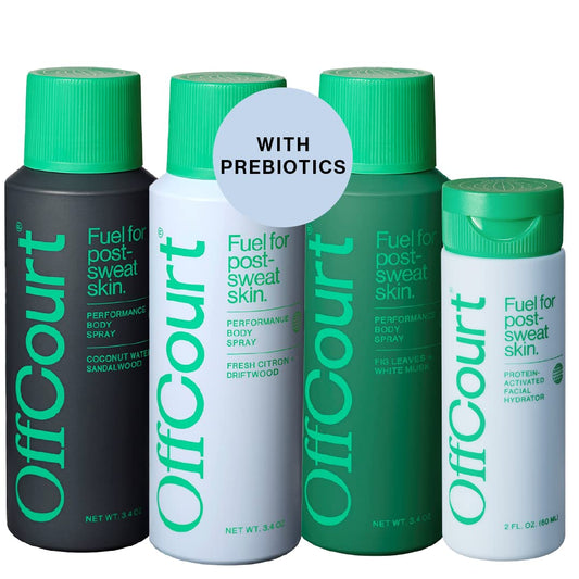 OffCourt - Deodorant Body Spray 3 Pack in Scents of Sandalwood, Citrus, and Fig Leaves Bundled with Facial Moisturizer