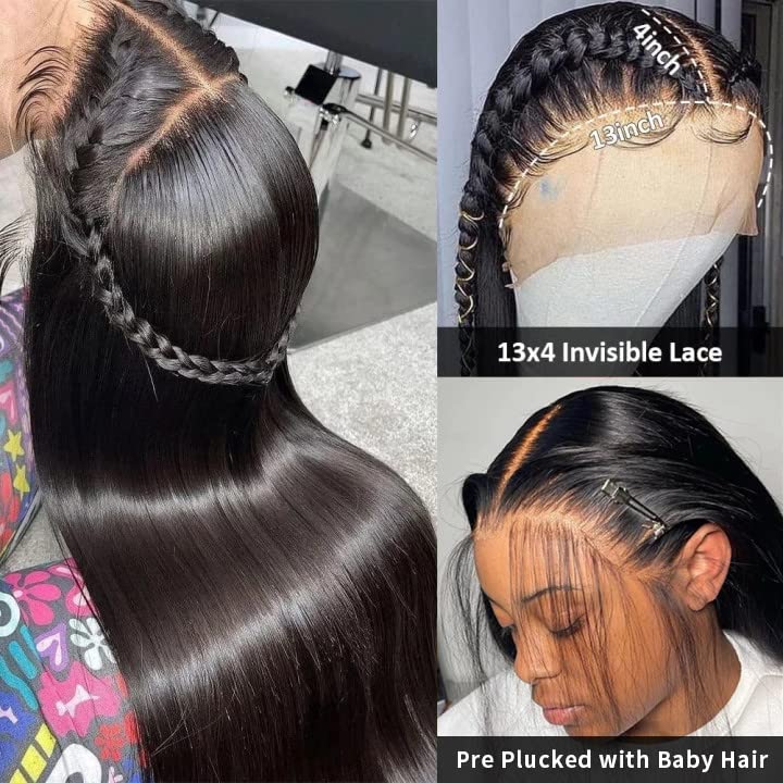 ETERNAL LOVELINESS 24 Inch Straight Lace Front Glueless Wigs Human Hair Pre Plucked 180% Density 13x4 HD Lace Frontat Wigs Human Hair Wigs for Black Women Straight Wigs Brazilian Virgin Human Hair