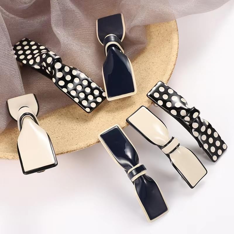 2Pack White French Style Resin Hair Barrettes Fashion Hair Accessories Automatic Clasp Hairgrips geometric Hair Clippers Hairpins for Women Girls