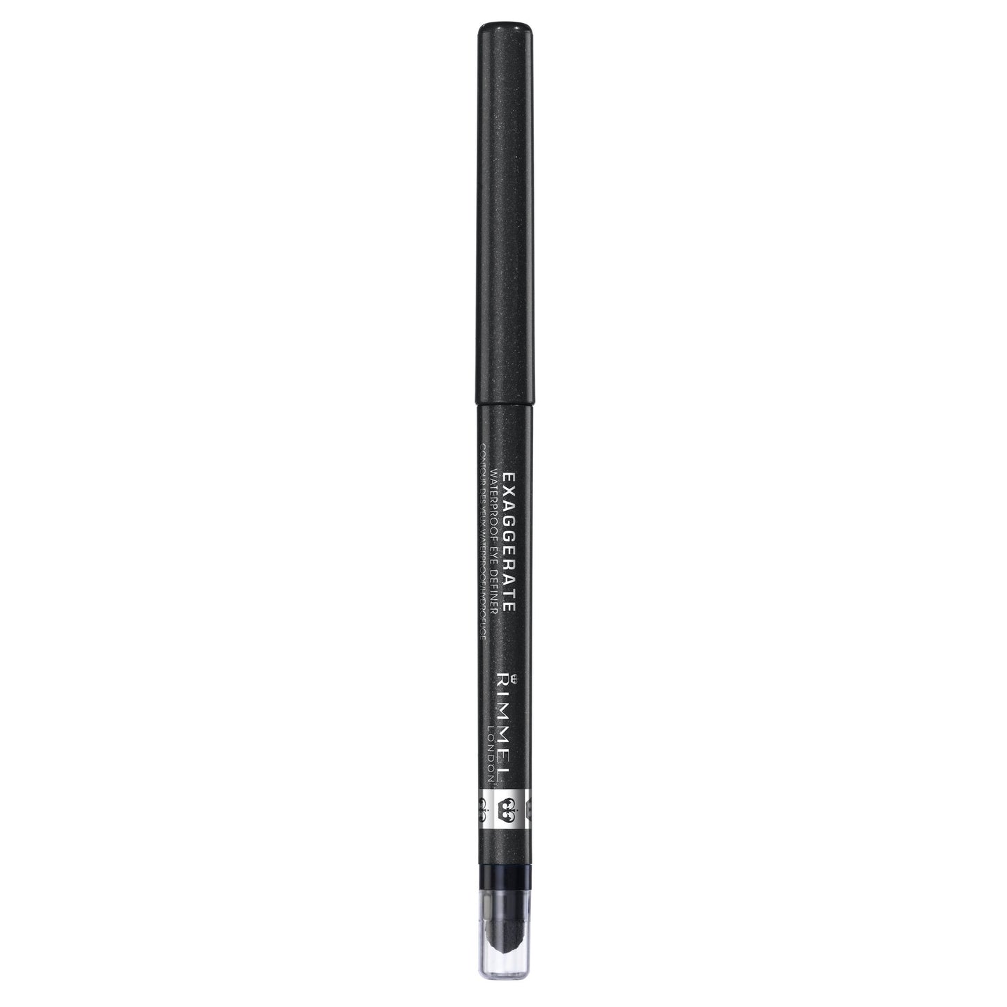 Rimmel London Exaggerate Waterproof Eye Definer Eyeliner, Highly Pigmented, Long-Wearing, Built-In Smudger, 263, Starlit Black, 0.01oz (Pack of 4)