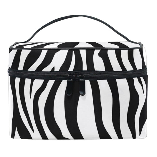 ZOEO Makeup Train Case Zebra Animal Black White Print Light Summer Gold Korean Carrying Portable Zip Travel Cosmetic Brush Bag Organizer Large for Girls Women