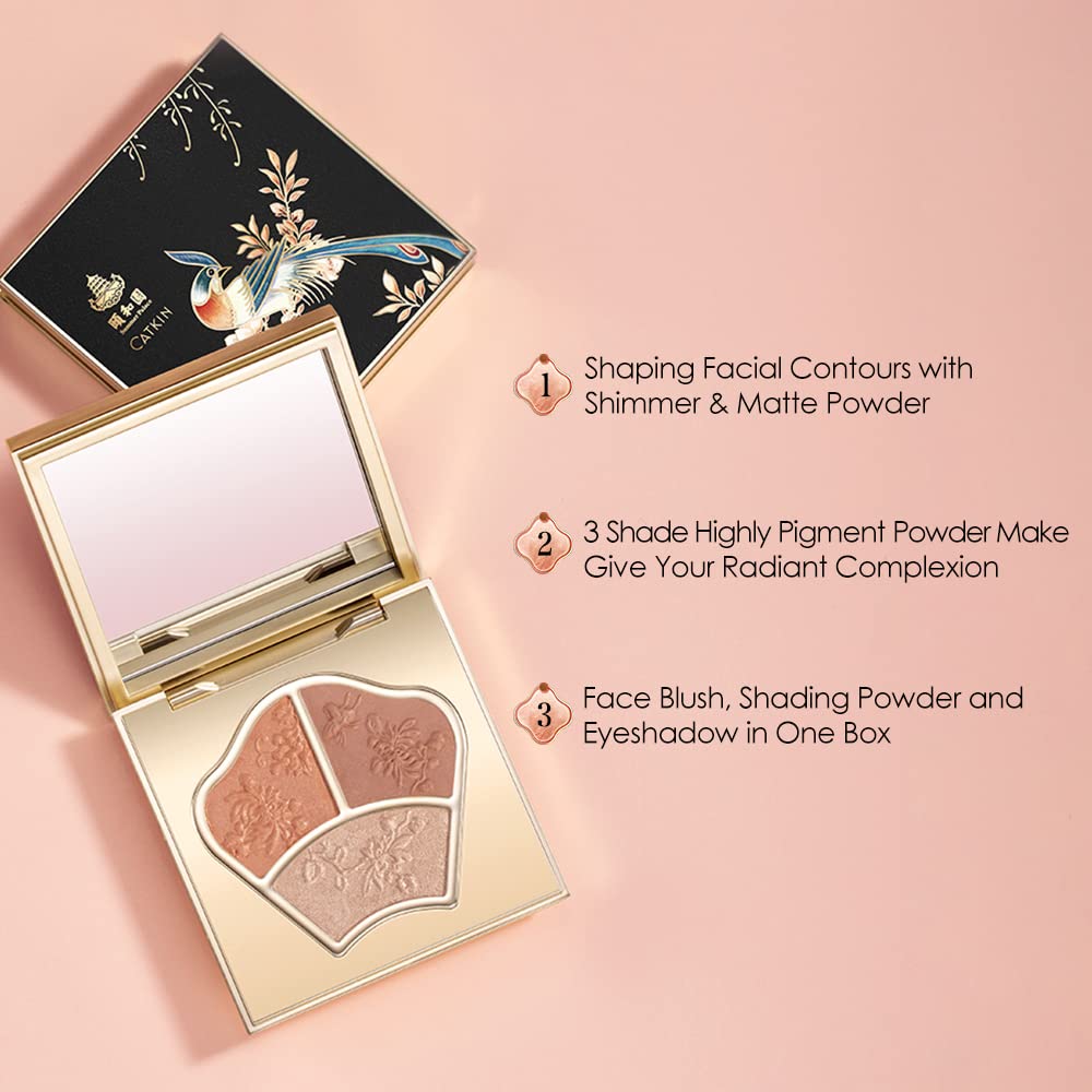 CATKIN Powder Blush Pink Nude Eyeshadow Palette Cheek Highlighter Makeup Palette (C02 Orange)