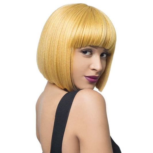 MOSINA Honey Blonde Bob Wig - Short Honey Blonde Straight Bob Wigs with Bangs for Women, Colorful Short Hair Wig, Cute Synthetic Wig for Cosplay, Daily, Halloween (12inch)…