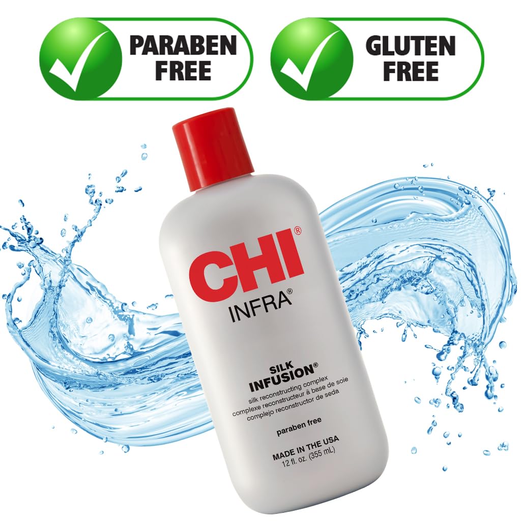 CHI Silk Infusion 12 Oz & Shine Infusion 5.3 Oz Hair Treatment & Shine Spray Bundle