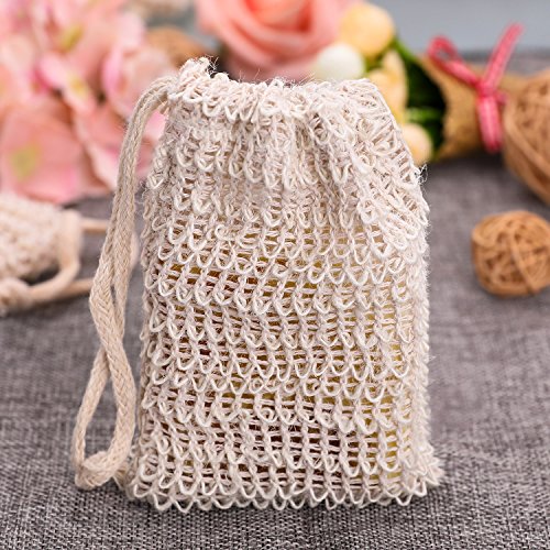 15 Pieces Soap Saver Bag Soap Pouch Sisal Mesh Soap Bag Drawstring (Natural)