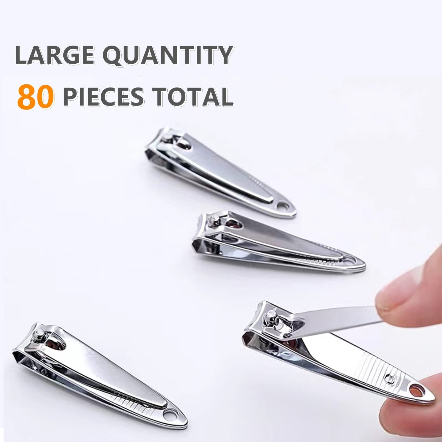 80 Pack Straight Nail Clippers Bulk,Sharp Blade Toe Nail Clippers Fingernail & Toenail Nail Clipper in Bulk,Nail Supplies Manicure Tools for Women Man Adult Homeless Care