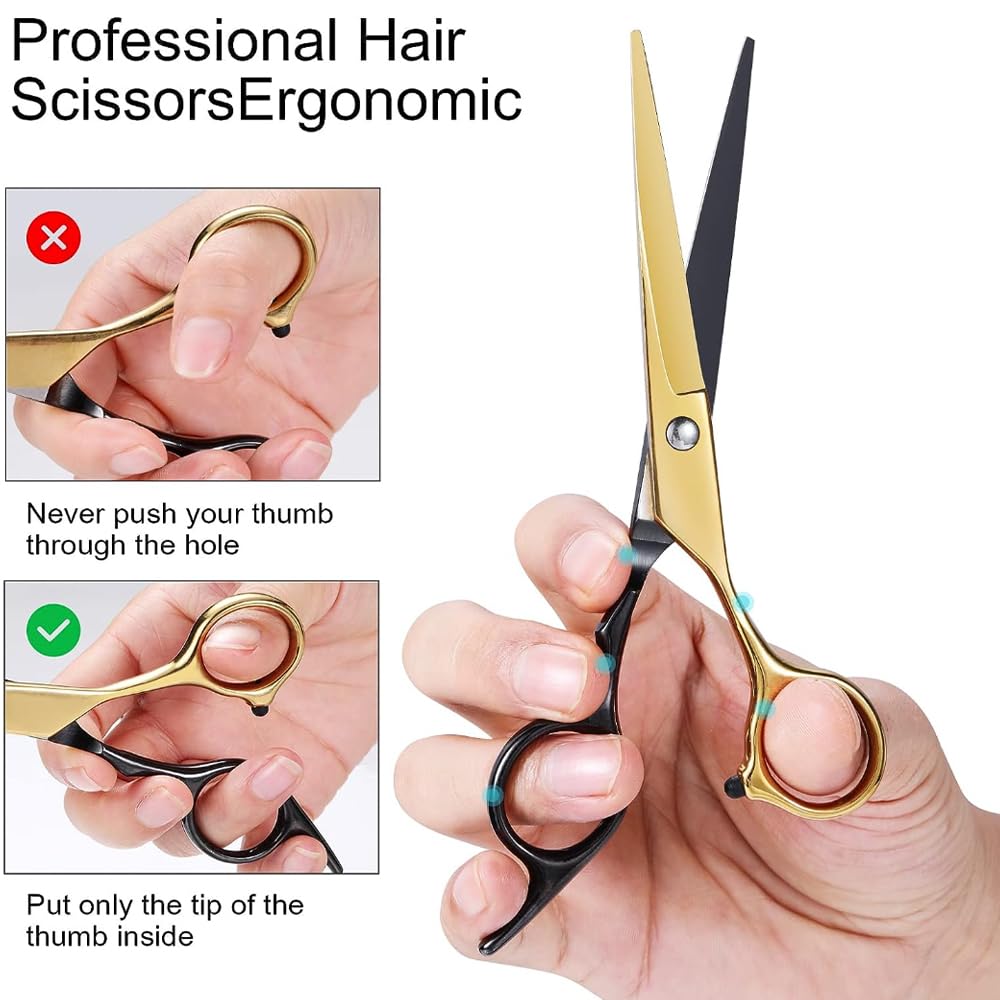 8 PCS Hair Cutting Scissors Kit,Black Blue Professional Home Hair Cutting Barber/Salon Thinning Shears,Hair Cutting Shears Hair Cut Blending Salon Scissor for Men Women Pet