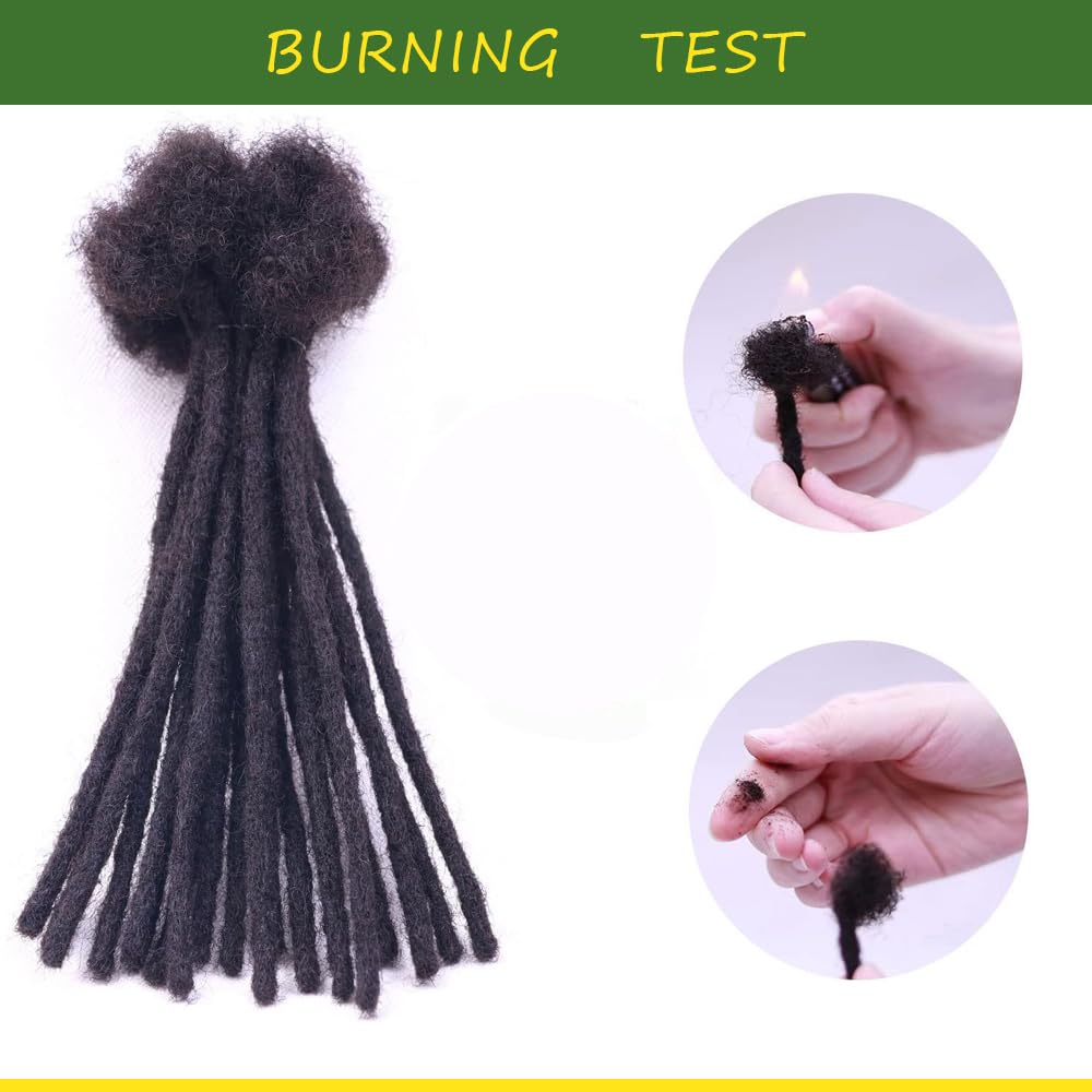 AUTYBEI 0.6cm 8 inch 30 Strands Loc Extensions Human Hair Dreadlock Extensions For Men Lock Extensions Human Hair Natural Human Dread Extensions Human Locs Extensions Bundles