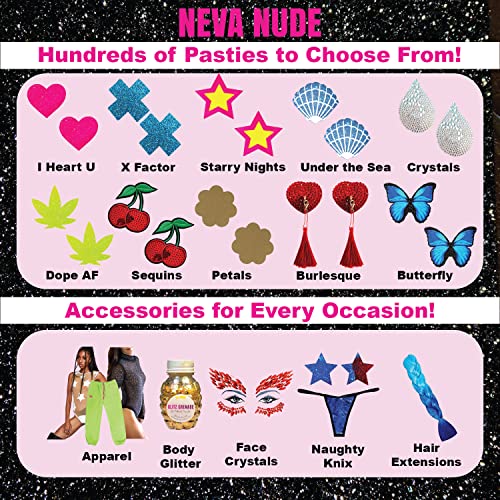 Neva Nude Purple Glitter Butterfly Flutterby Face Tattoo With Sparkly Crystal Jewels - Gems for Carnivals, Halloween, Festivals, Raves, & Parties | Medical Grade Adhesive, Waterproof, & Sweatproof | Made in USA