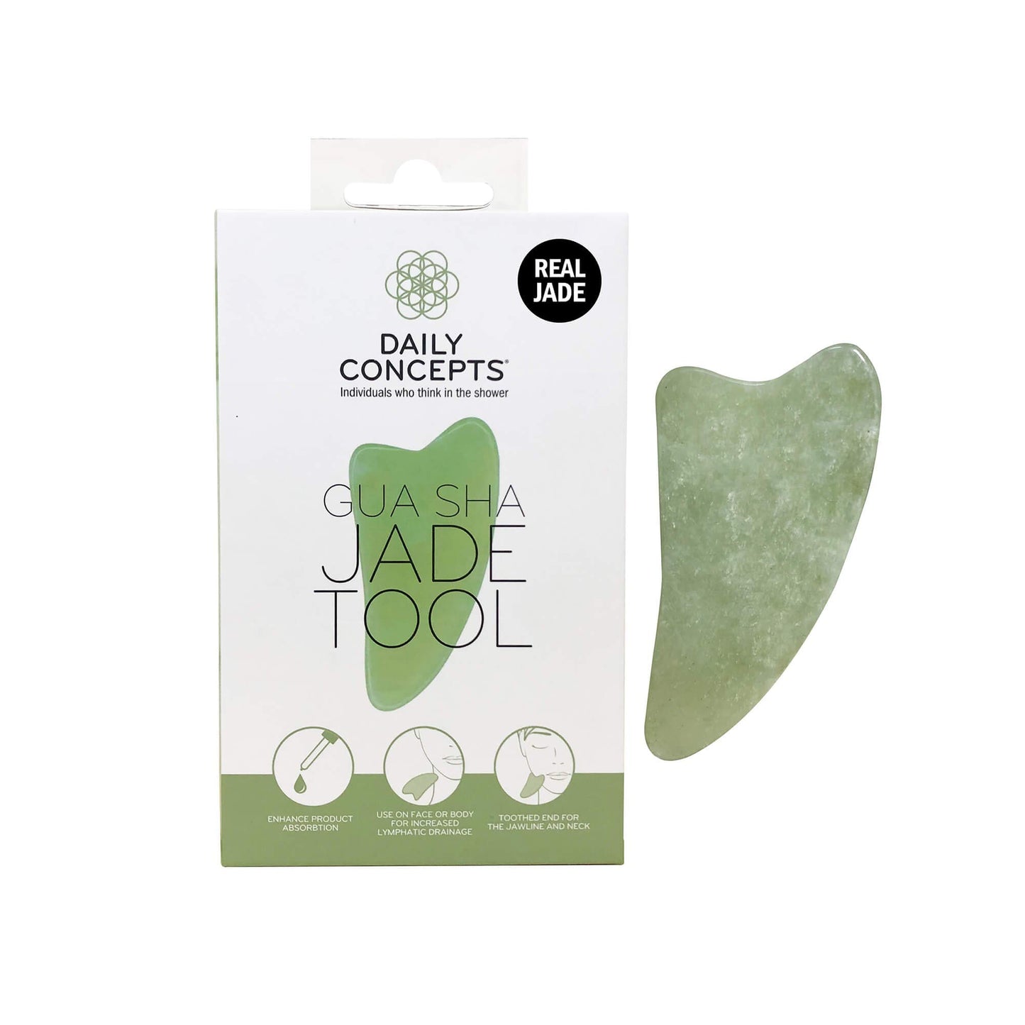 DAILY CONCEPTS Gua Sha Essentials: Gua Sha Jade Facial Tool + Wooden Body Gua Sha Tool