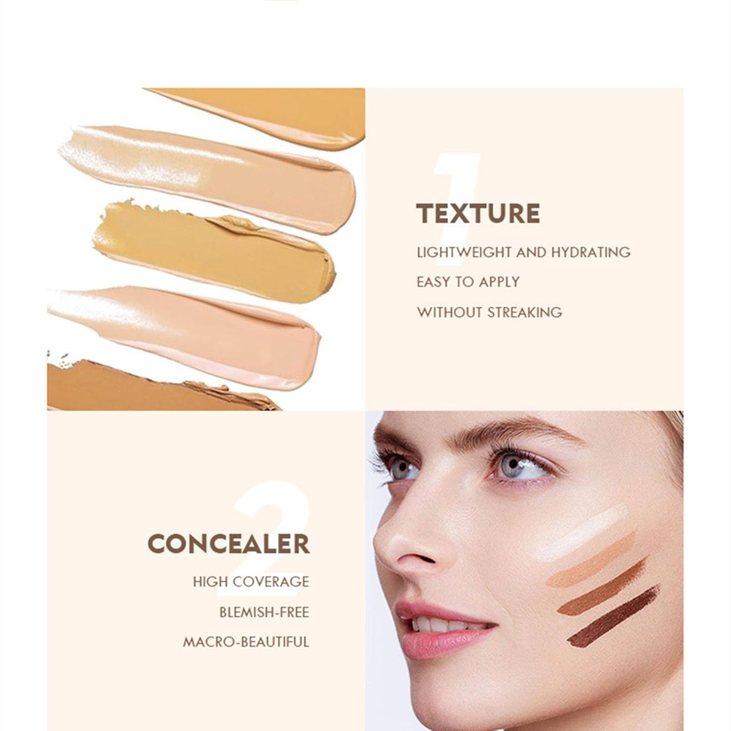 MAEPEOR Face Conceal Contour Palette 6 Colors Full Coverage and Lightweight Concealer Contour Palette Waterproof Long Lasting Contour Palette (Color 02)