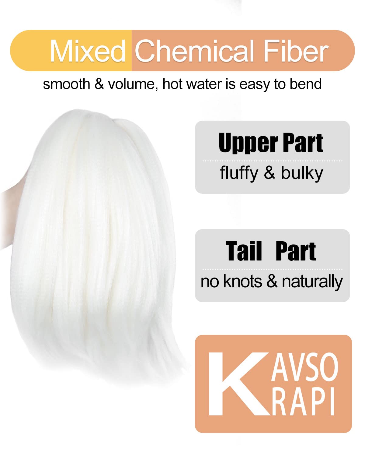 KAVSORAPI White Braiding Hair 10 Inch Pre Stretched Hair Colored Short Straight Crochet Braids Yaki Texture Synthetic Hair 6 Packs (White)