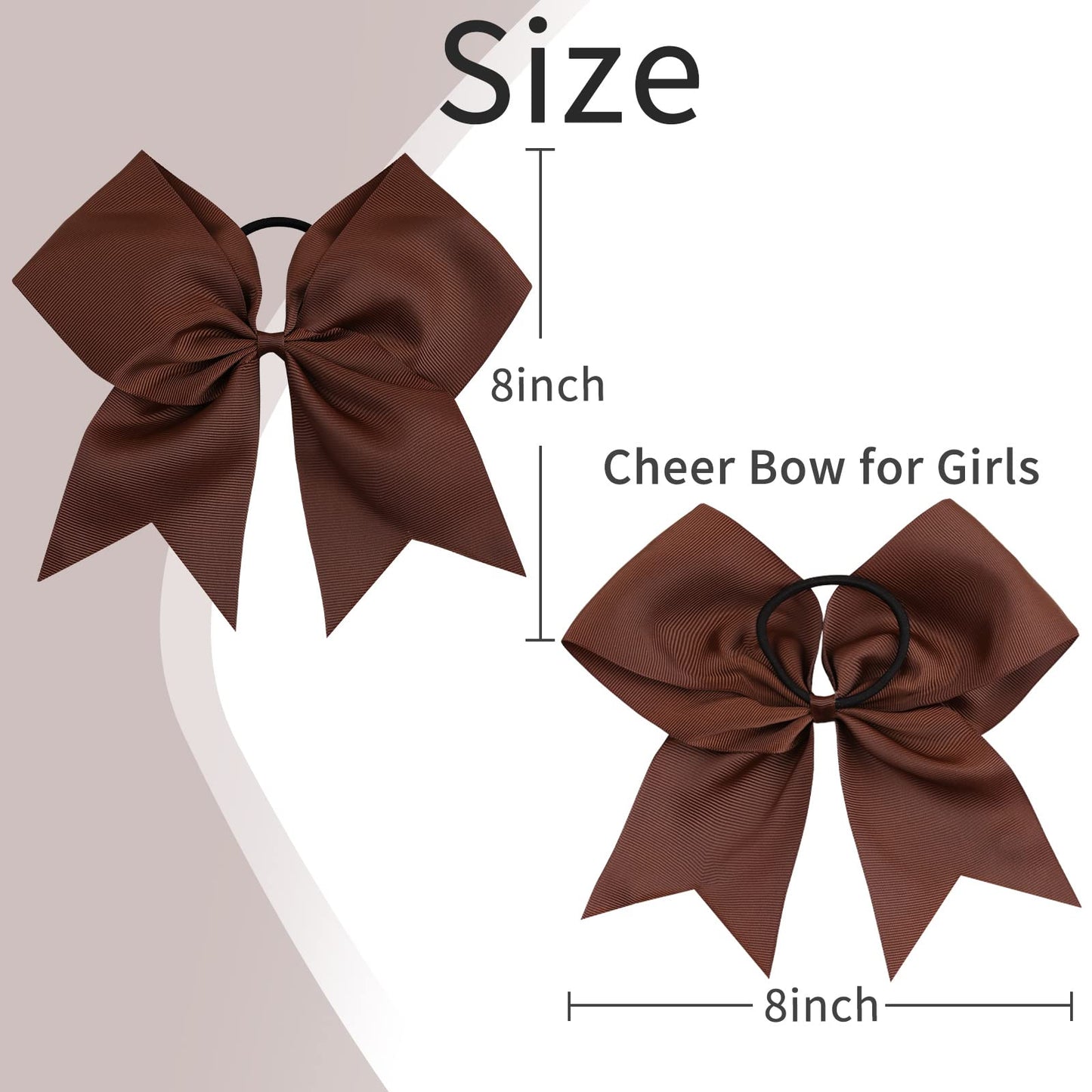 Oaoleer 21PCS 8" Large Cheer Bows Coffee Bows Jumbo Cheerleader Bow with Ponytail Holder Elastic Band Handmade for Cheerleading Teen Girls College Sports