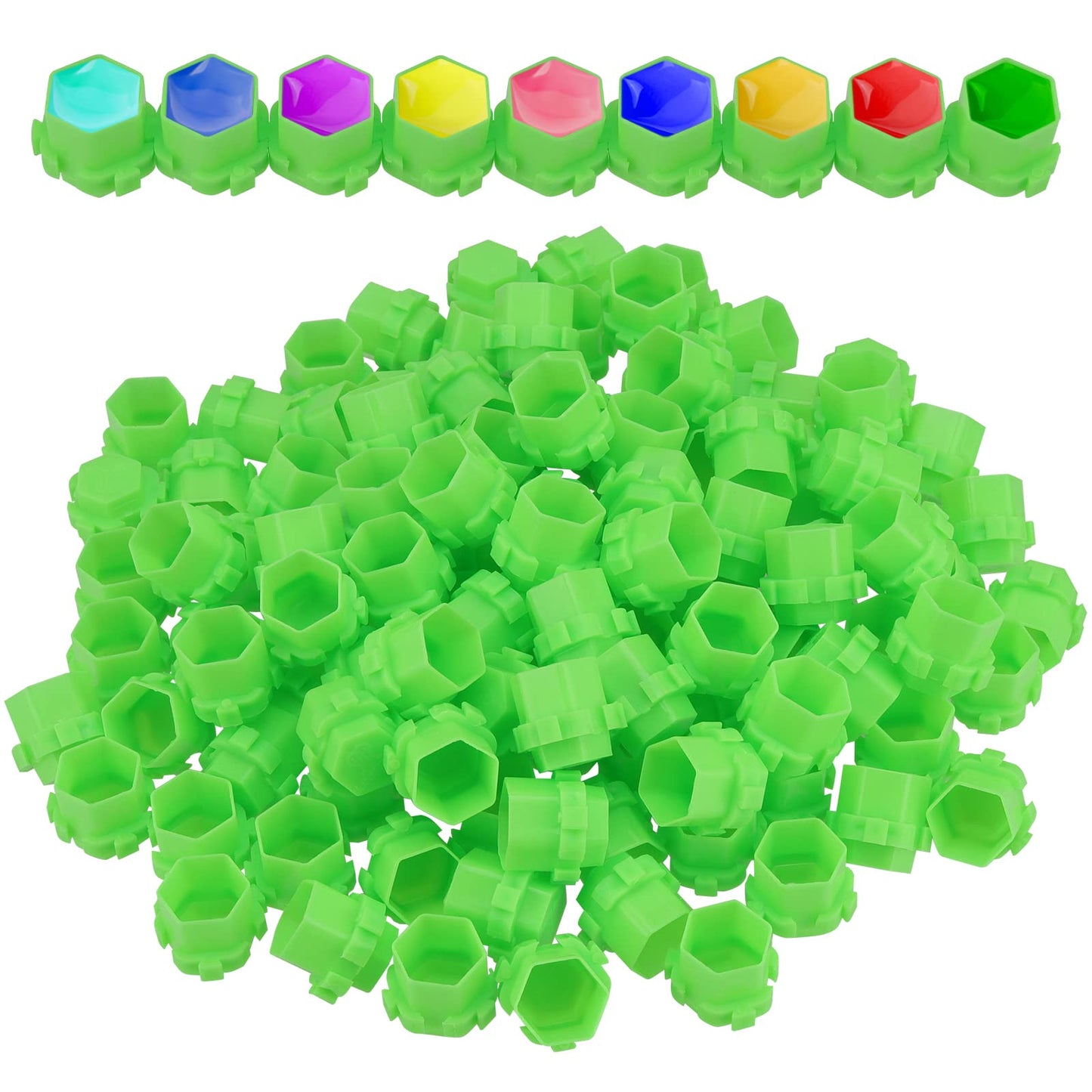 KEILEOHO 600 PCS Green Honeycomb Tattoo Ink Cups, Honeycomb Shape Pigment Holder Cups, Spliceable Tattoo Ink Cap Tattoo Accessories for Tattoo Artists and Beginners, 2.8 ml Capacity