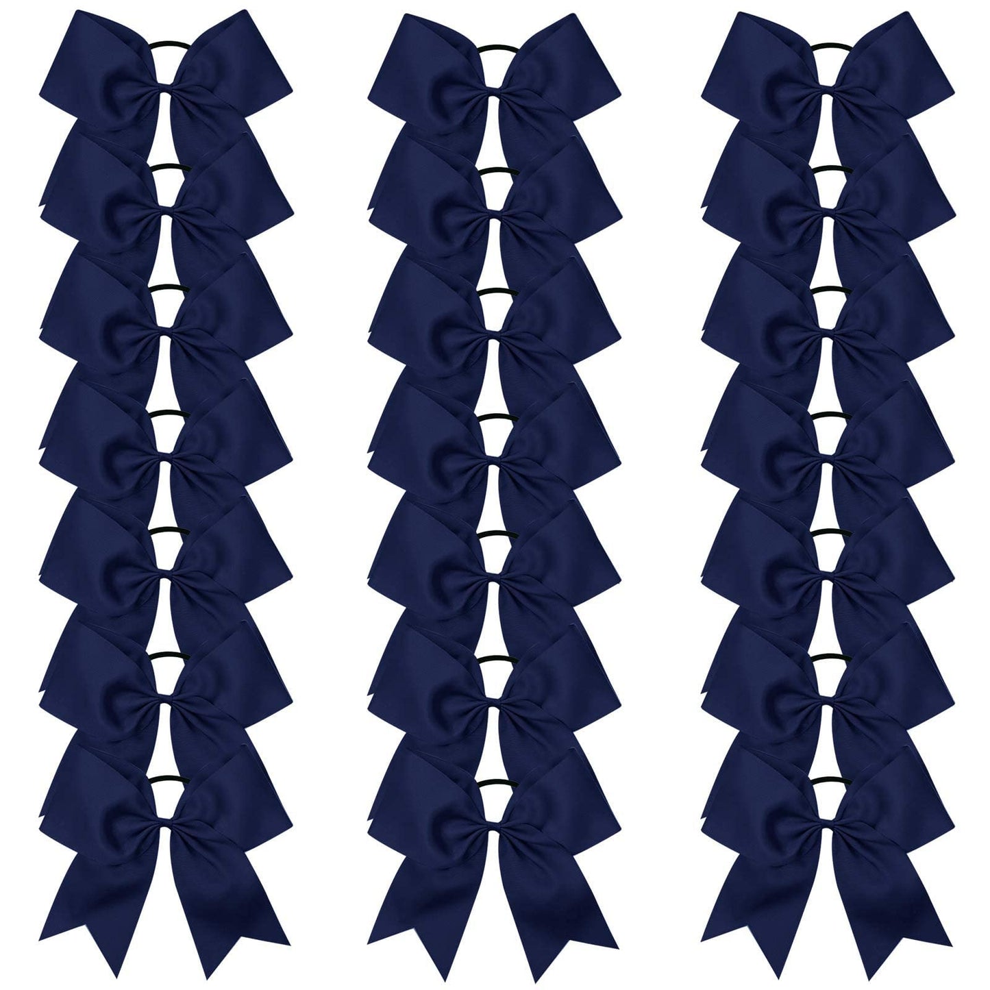 Oaoleer 21PCS 8" Large Cheer Bows Navy Bows Jumbo Cheerleader Bow with Ponytail Holder Elastic Band Handmade for Cheerleading Teen Girls College Sports