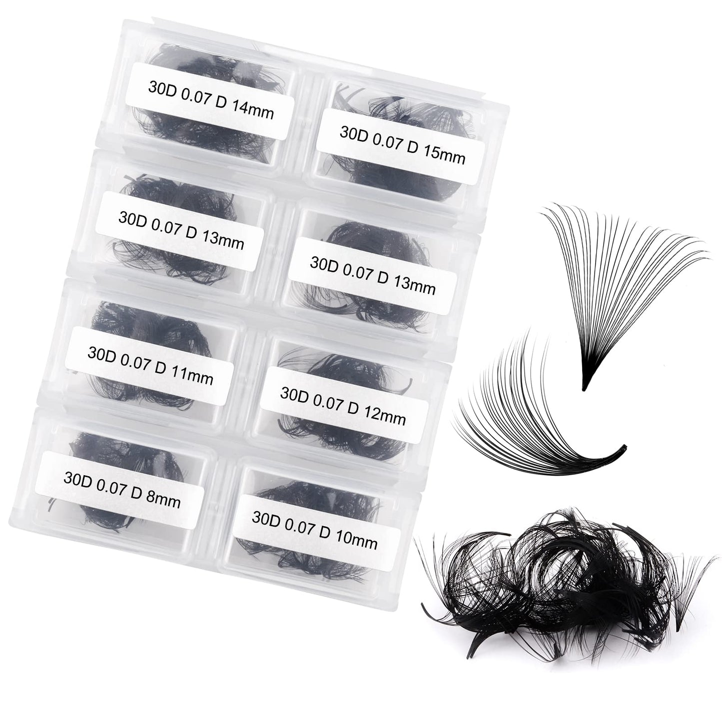 Lash Extension 30D Premade Fans Eyelash Extensions 600pcs Pre Made Fans Lash Extensions Premade Lash Fans Volume Lash Extensions D Curl Eyelash Extension Premade Fans (30D-0.07D-8-15mm)