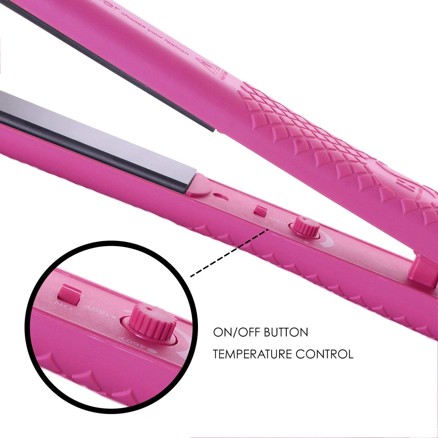 2 Pack Herstyler Colorful Seasons Ceramic Flat Iron (Pink) and Grande Curling Wand (Pink)